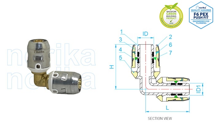 PEX Push-Fit Reducing Elbow (Type F6)